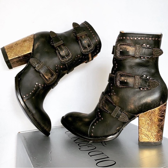 Sold OLD GRINGO Addison NEW Black Leather Buckle Zipper Boho Western Ankle Boots - Picture 3 of 10